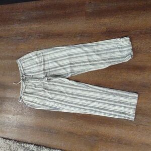 NWT dylanblack & cream stripe linen elastic waist 2 pocket pants women's‎ medium